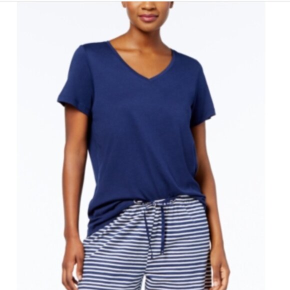 Hue Women's Sleepwell V-Neck T-Shirt New Technology Blue Size S  6615 - Picture 1 of 2